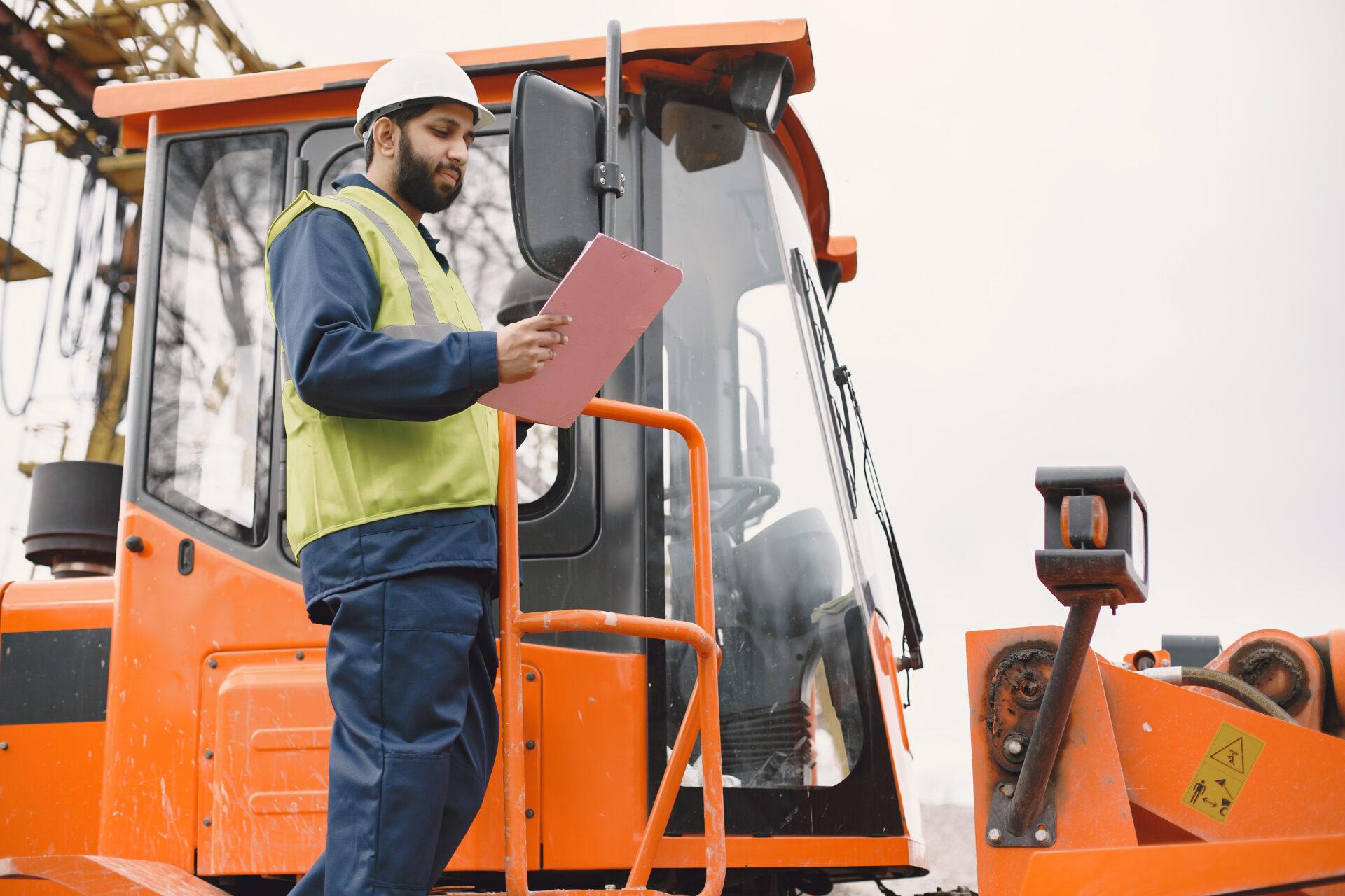 Civil engineer working outside with helmet